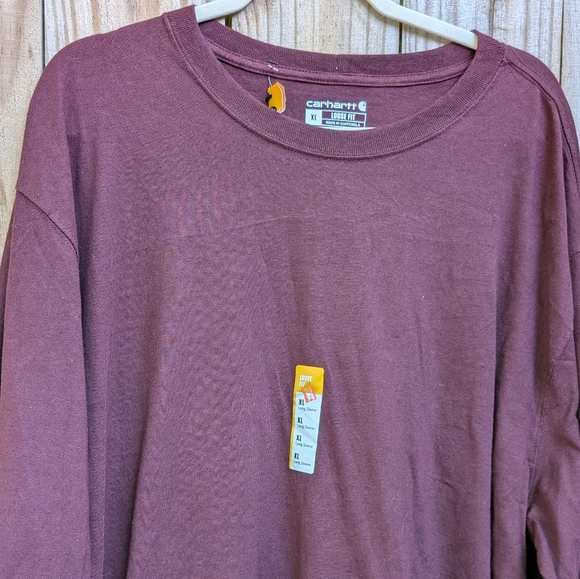 Carhartt Burgundy Maroon Long Sleeve Loose Fit Cotton T-Shirt - Picture 3 of 11